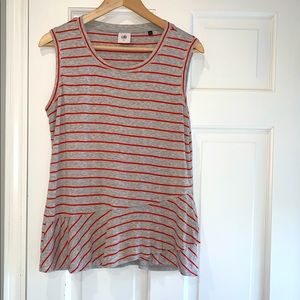 Cabi tank top (5331). Grey with orange stripes. S